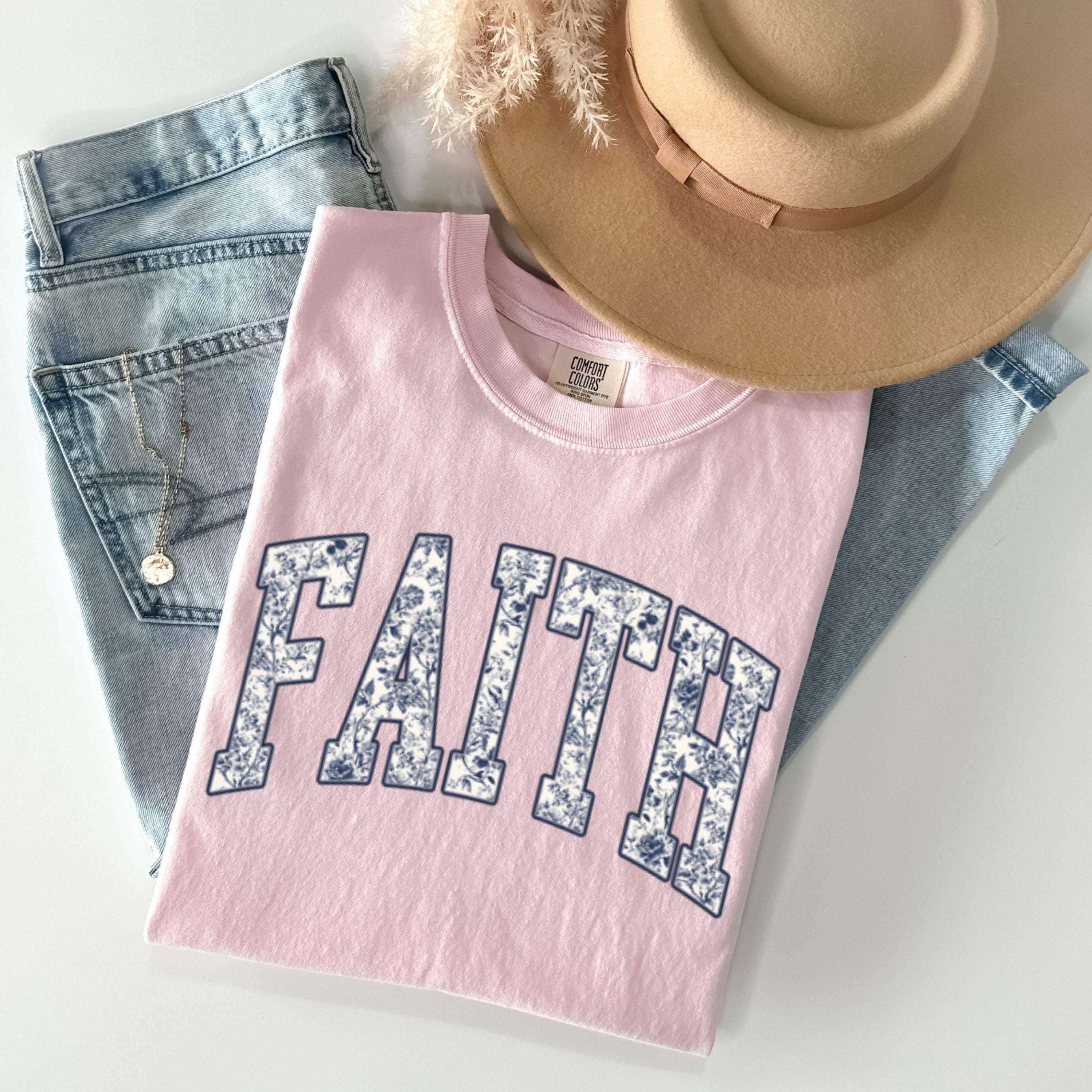 Comfort Colors® Christian Shirt, Comfort Colors® Religious Shirt, Faith Shirt, Toile Christian Shirt, Toile De Jouy, Chinoiserie, Faith Gift